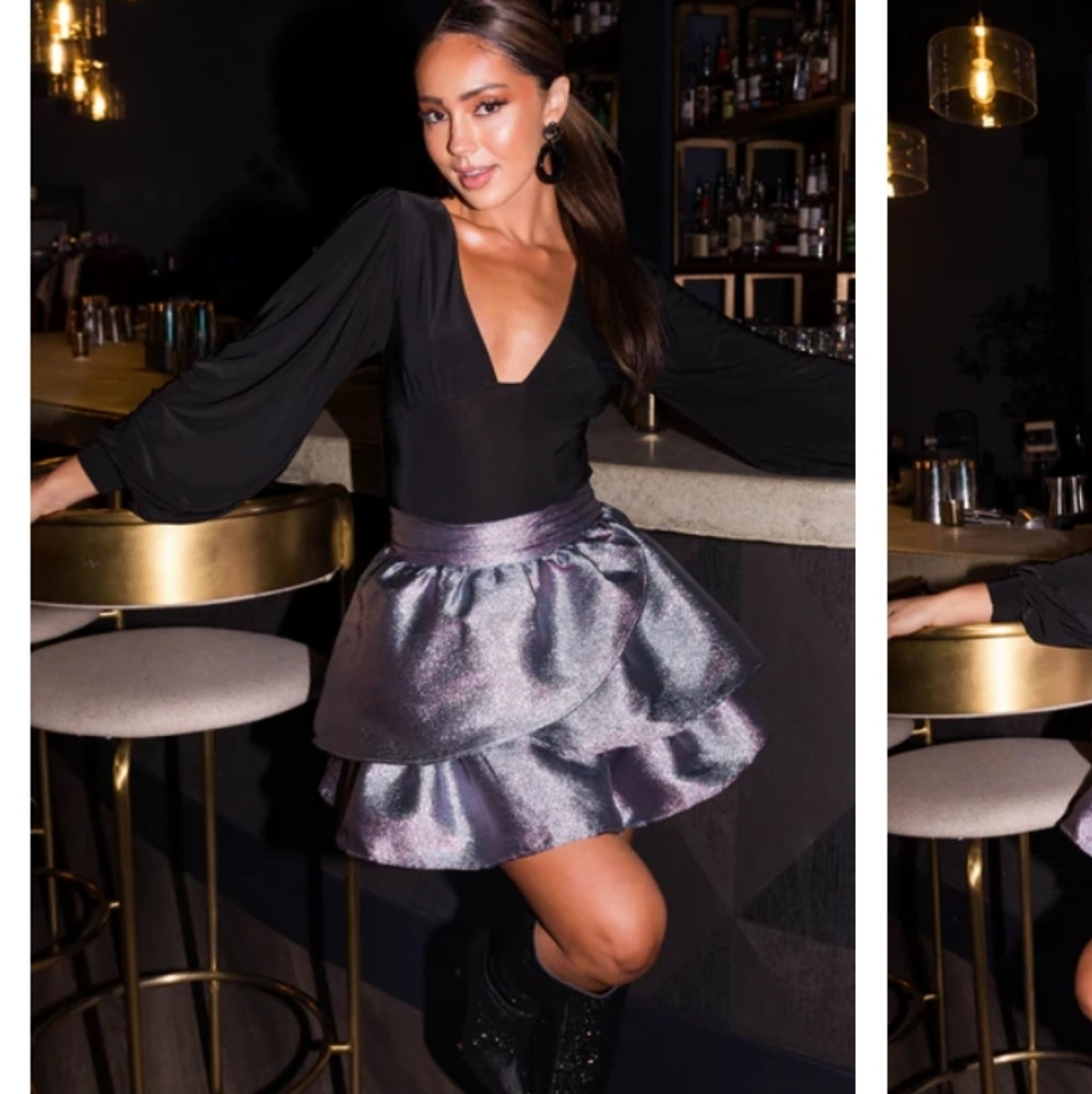 Iridescent Flare Mini Skirt